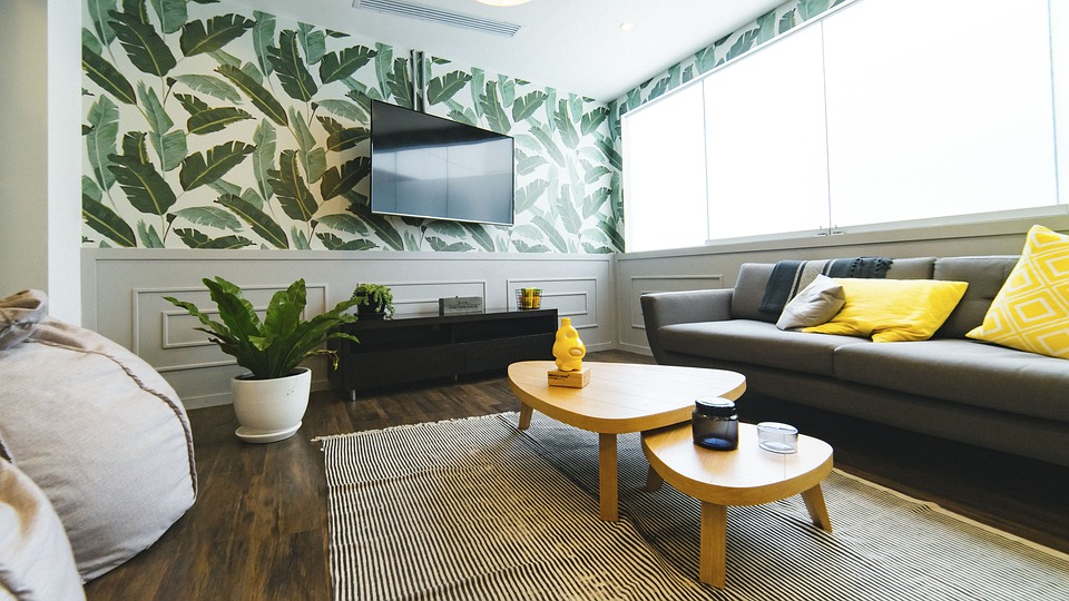 living room with tv